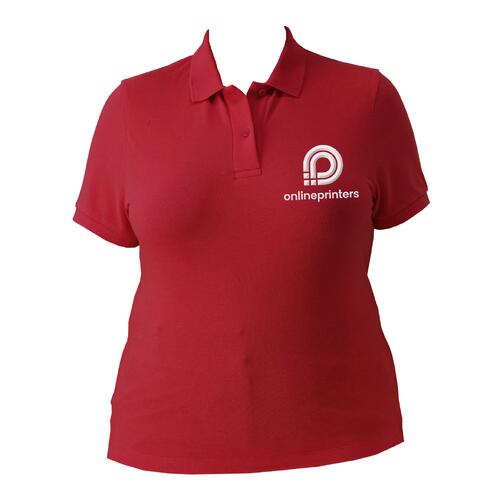 R�d dame polo shirt i �kologisk bomuld med korte �rmer.