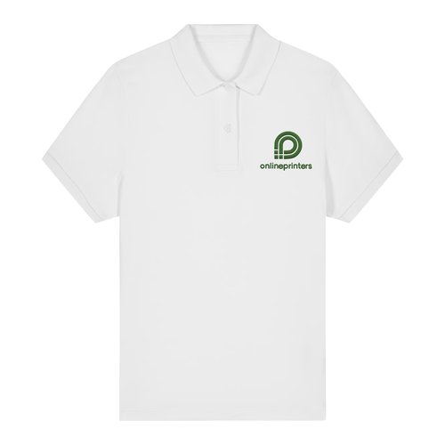 Hvid �kologisk bomulds polo shirt til damer med korte �rmer.