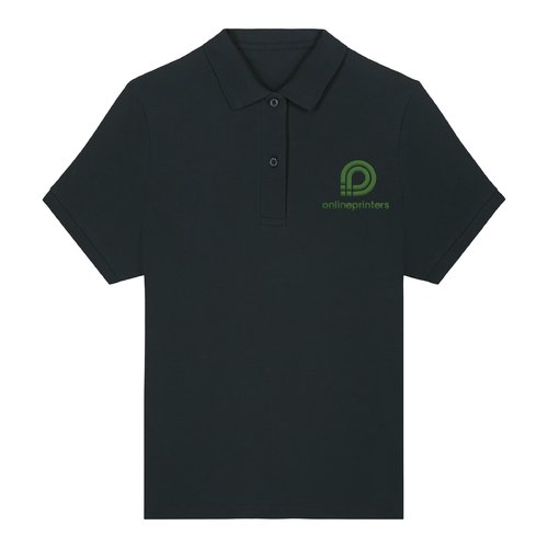 Sort dame polo shirt i �kologisk bomuld med korte �rmer.