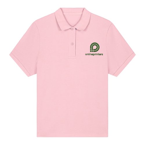 Pink �kologisk bomulds polo shirt til damer med korte �rmer.
