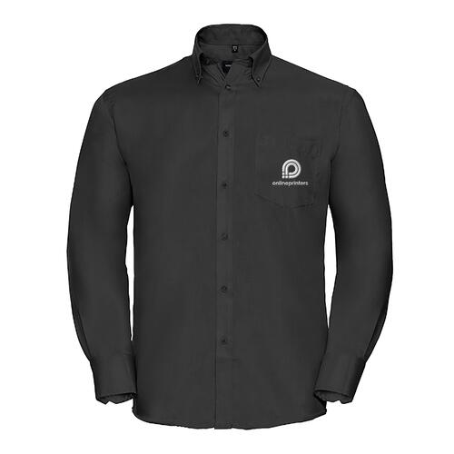 Sort bomuldsskjorte til m�nd med lange �rmer.