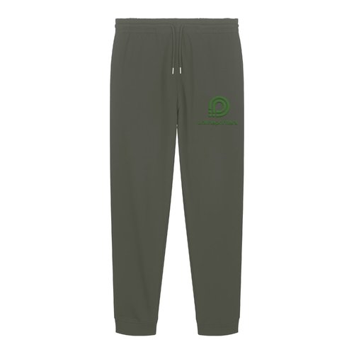 Khaki bomulds joggingbukser med elastisk linning og sn�re.