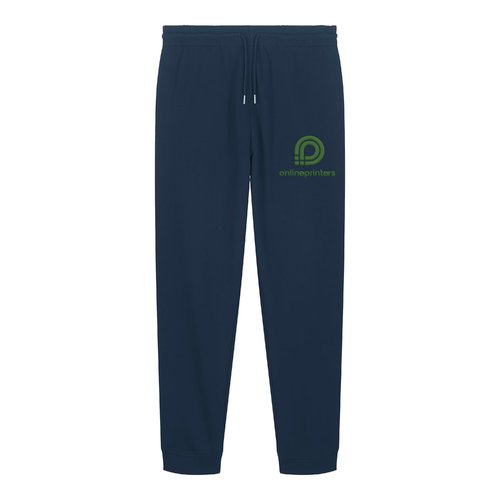 Marinebl� joggingbukser i �kologisk bomuld med sn�re.