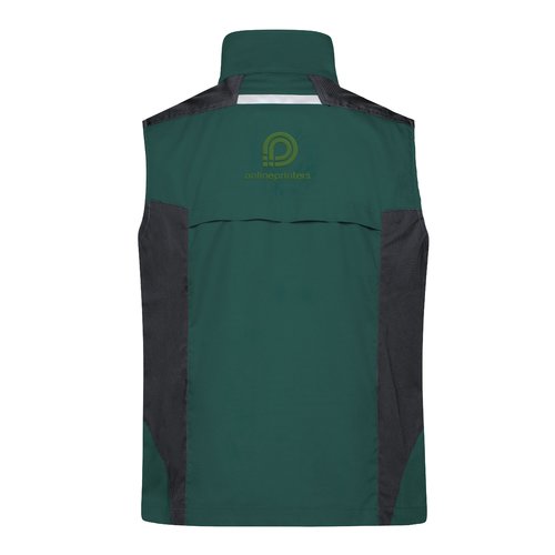 Mrkegrn arbejdsvest lavet af polyester-bomulds blanding, unisex.
