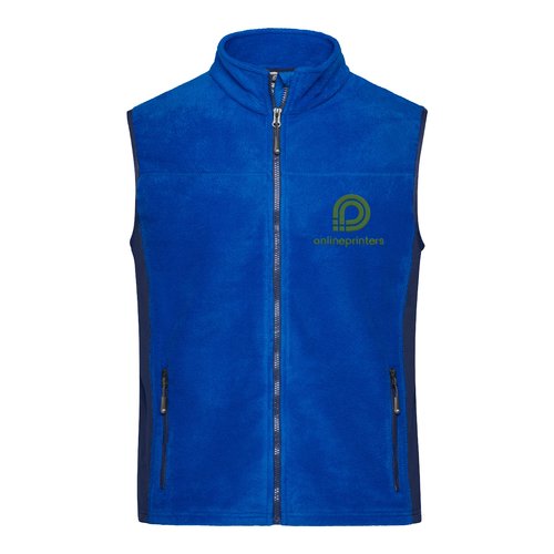 Bl polyester fleece vest med fuld lynls og sidelommer.