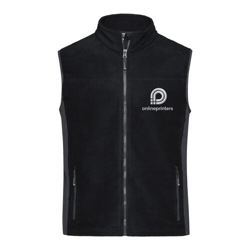 Sort og gr� polyester fleece vest med fuld lynl�s.