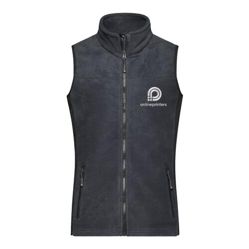 M�rkegr� polyester fleece vest med fuld lynl�s og sidelommer.