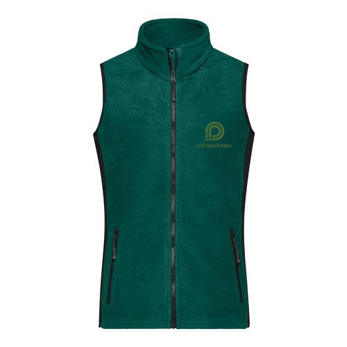 Mrkegrn polyester fleece vest med fuld lynls og lommer.