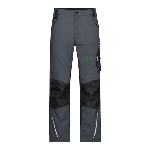M�rkegr�/sort arbejdsbukser i polyester-bomuldsblanding med flere lommer.