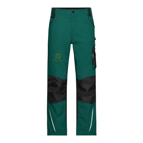 Mrkegrnne/sorte arbejdsbukser i polyester-bomuld med lommer.