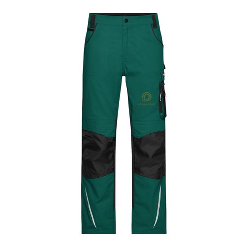 M�rkegr�nne/sorte arbejdsbukser i polyester-bomuld med lommer.