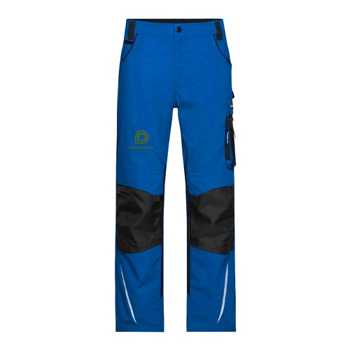 Bl arbejdsbukser i polyester-bomuldsblanding med lommer.