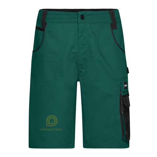 Grnne arbejdsshorts i slidstrkt materiale med flere lommer.