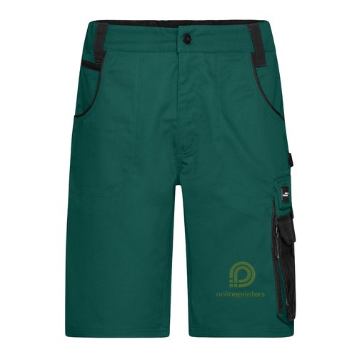 Gr�nne stofshorts, unisex, med flere lommer.