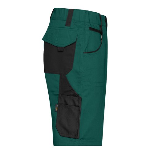 Mrkegrnne/sorte polyester-bomuldsshorts med flere lommer.
