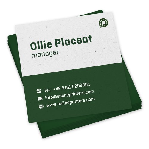 Visitkort af naturpapir, der kan udskrives p begge sider.