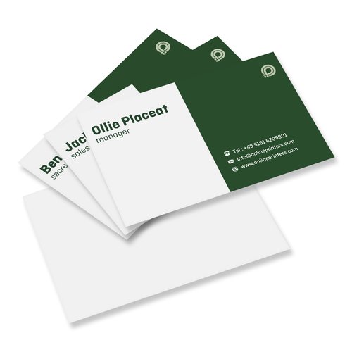 Visitkort af papir, trykt p n side.