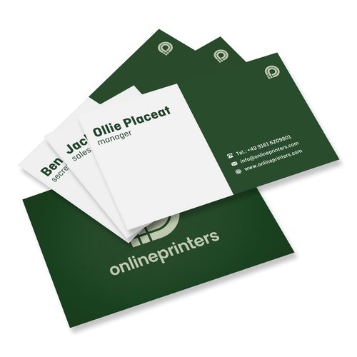 Visitkort af papir, der kan printes p begge sider.