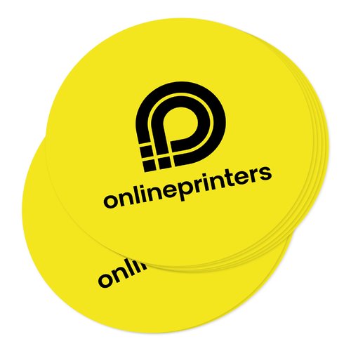 Gul papirklistermrke i en brugerdefineret form.