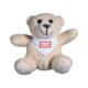 Beige plys bamse med trklde til babyer.