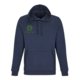 Marinebl� bomuldsblanding h�ttetr�je med h�tte og k�ngurulomme.