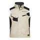 Beige/sort arbejdsvest lavet af polyester-bomuldsblanding med flere lommer.