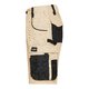 Beige og sorte polyester-bomuldsshorts med flere lommer.