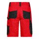 Rde og sorte arbejdsshorts lavet af polyester-bomuldsblanding med flere lommer.