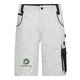 Hvide og gr arbejdsshorts i polyester-bomuldsblanding med flere lommer.