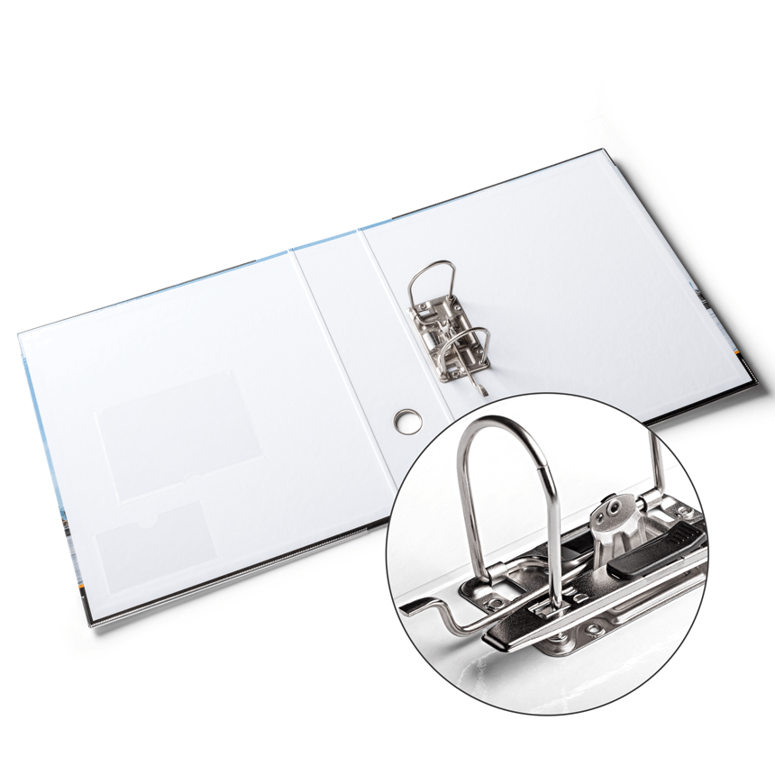 Ringbind med metalskinne